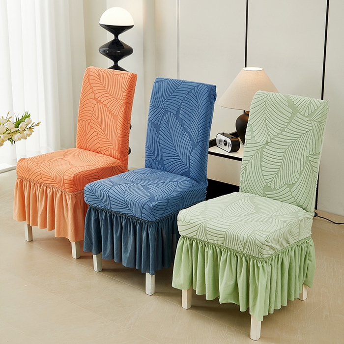 91家纺网 家纺一手货源 找家纺 丝绮鹿 2025新款雕花绒大叶子椅子套裙边款 组合图仅供参考