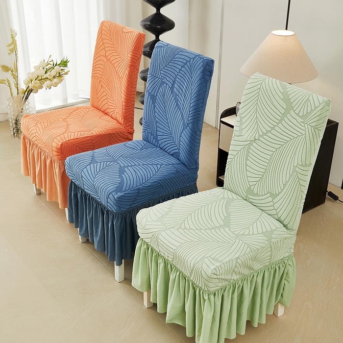 91家纺网 家纺一手货源 找家纺 丝绮鹿 2025新款雕花绒大叶子椅子套裙边款 组合图仅供参考