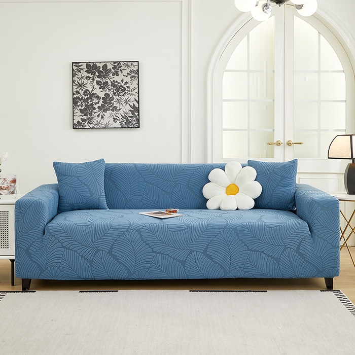 91家纺网 家纺一手货源 找家纺 （总）丝绮鹿 2025新款雕花绒大叶子沙发套松紧款（三人图）