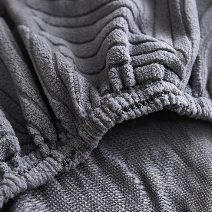 91家纺网 家纺一手货源 找家纺 丝绮鹿 2025新款雕花绒大叶子沙发套松紧款（直排） 深灰