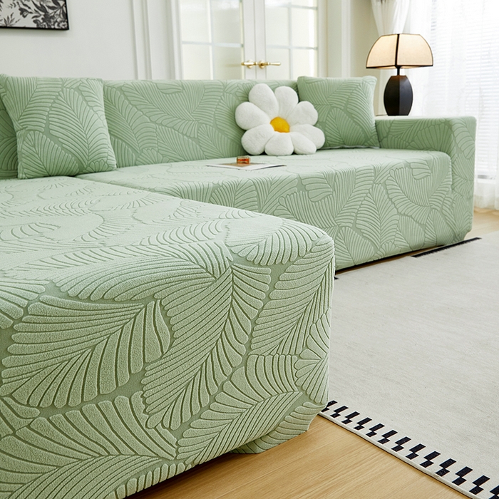 91家纺网 家纺一手货源 找家纺 （总）丝绮鹿 2025新款雕花绒大叶子沙发套松紧款（贵妃图新）