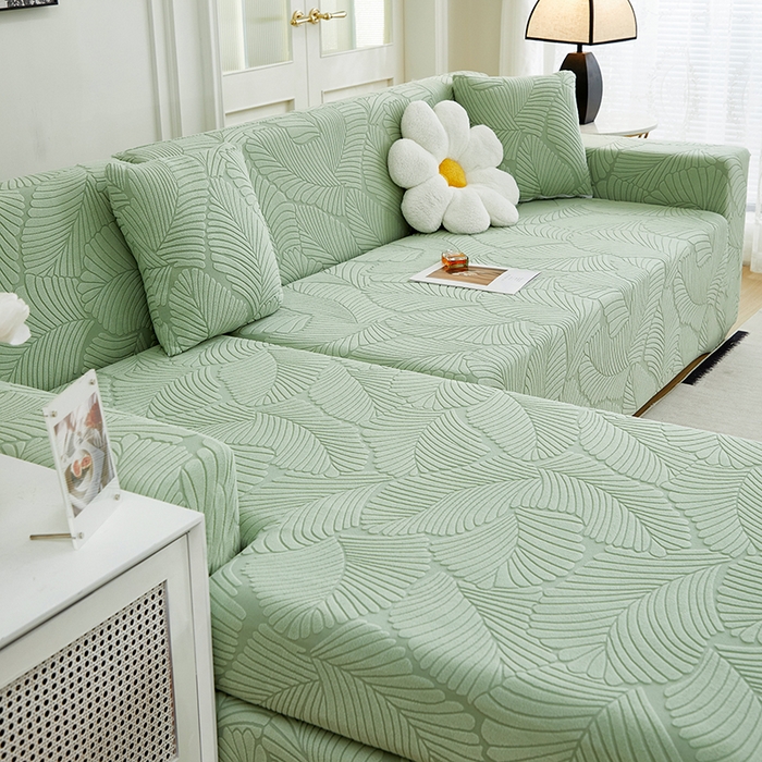 91家纺网 家纺一手货源 找家纺 （总）丝绮鹿 2025新款雕花绒大叶子沙发套松紧款（贵妃图新）