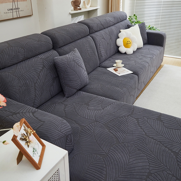 91家纺网 家纺一手货源 找家纺 （总）丝绮鹿 2025新款雕花绒大叶子沙发套松紧款（贵妃图）
