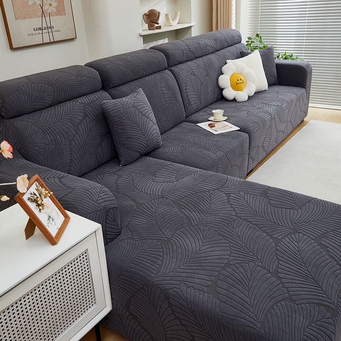 91家纺网 家纺一手货源 找家纺 （总）丝绮鹿 2025新款雕花绒大叶子沙发套松紧款（贵妃图）