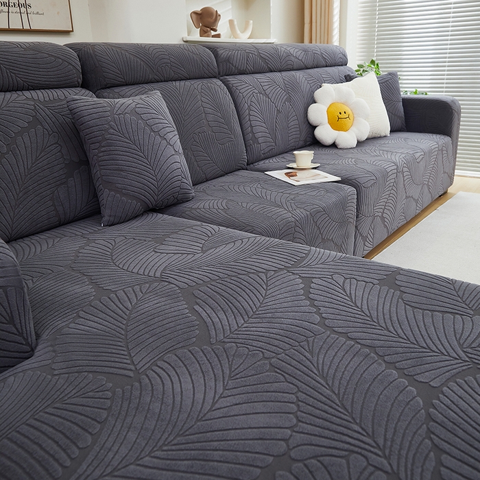 91家纺网 家纺一手货源 找家纺 （总）丝绮鹿 2025新款雕花绒大叶子沙发套松紧款（贵妃图）