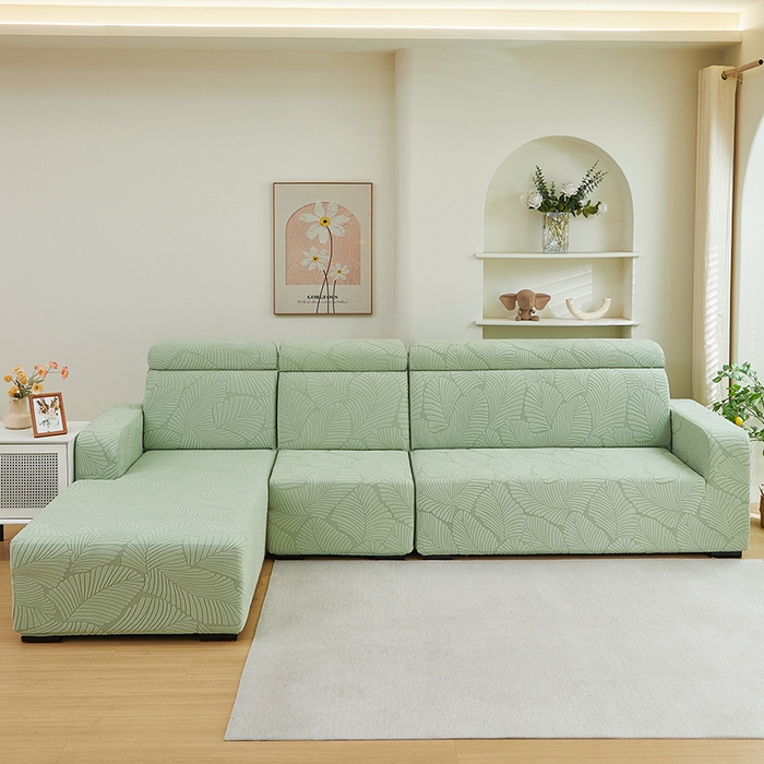 91家纺网 家纺一手货源 找家纺 （总）丝绮鹿 2025新款雕花绒大叶子沙发套松紧款（贵妃图）