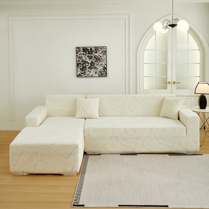 丝绮鹿 2025新款雕花绒大叶子沙发套松紧款（贵妃图新） 米白