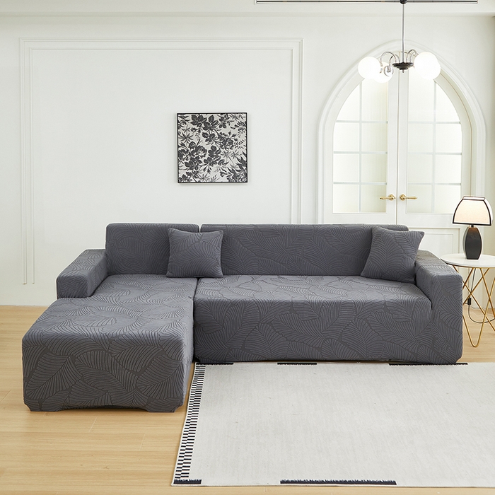 丝绮鹿 2025新款雕花绒大叶子沙发套松紧款（贵妃图新） 深灰