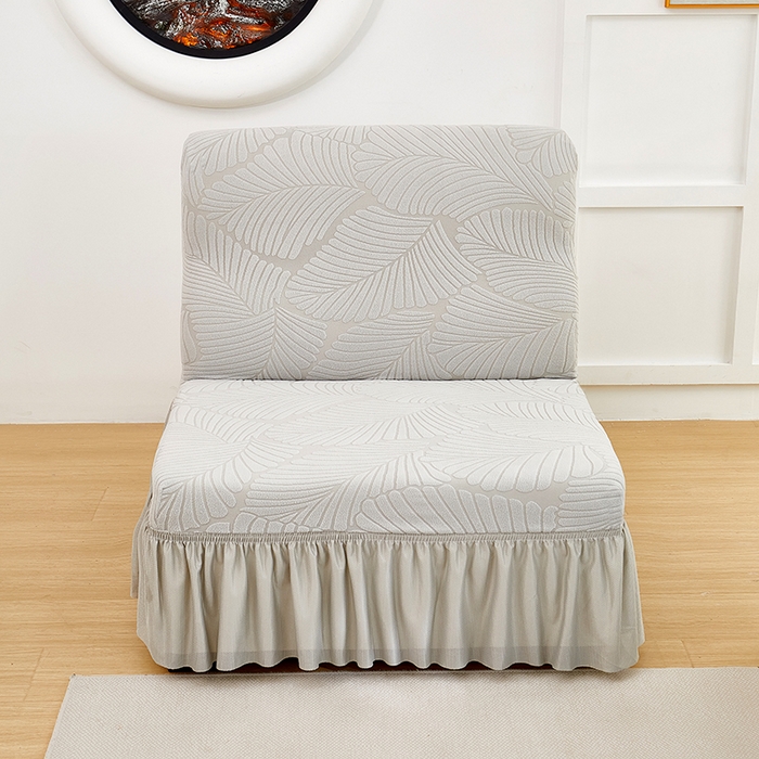 91家纺网 家纺一手货源 找家纺 丝绮鹿 2025新款雕花绒大叶子沙发套裙边款（直排） 浅灰