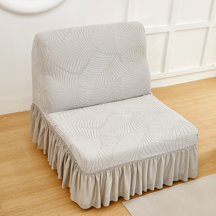 91家纺网 家纺一手货源 找家纺 丝绮鹿 2025新款雕花绒大叶子沙发套裙边款（直排） 浅灰