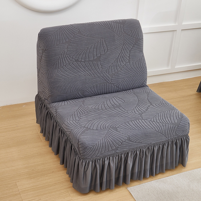 91家纺网 家纺一手货源 找家纺 丝绮鹿 2025新款雕花绒大叶子沙发套裙边款（直排） 深灰