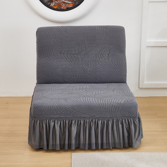 91家纺网 家纺一手货源 找家纺 丝绮鹿 2025新款雕花绒大叶子沙发套裙边款（直排） 深灰