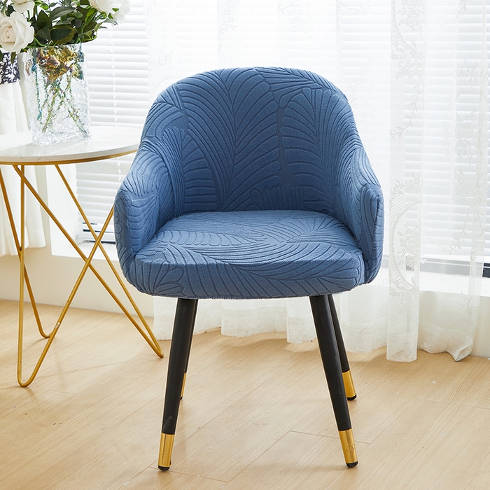 91家纺网 家纺一手货源 找家纺 丝绮鹿 2025新款雕花绒大叶子高扶手椅子套 水蓝