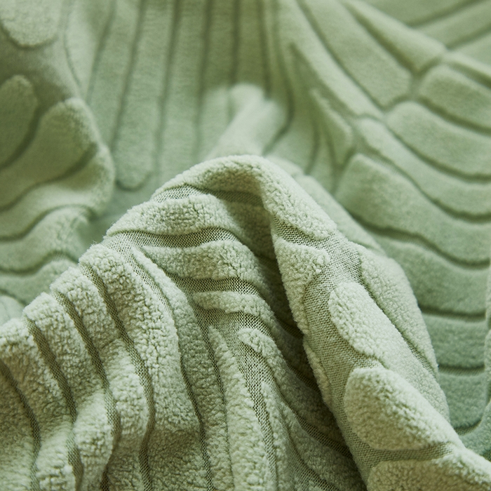 91家纺网 家纺一手货源 找家纺 丝绮鹿 2025新款雕花绒大叶子高扶手椅子套 薄荷绿