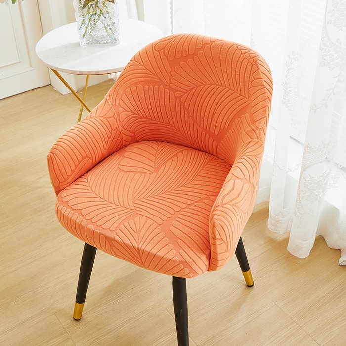 91家纺网 家纺一手货源 找家纺 丝绮鹿 2025新款雕花绒大叶子高扶手椅子套 橙色