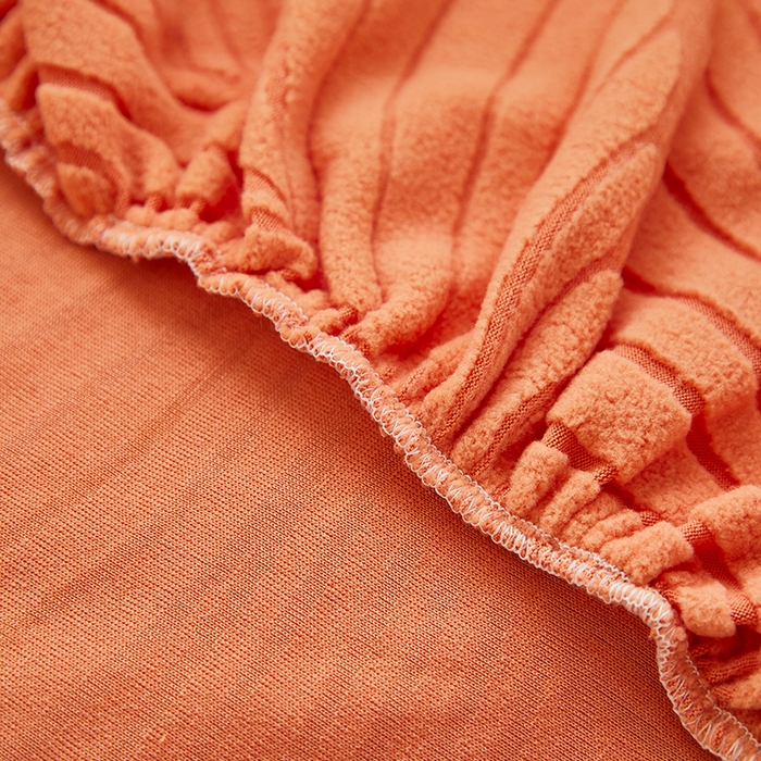 91家纺网 家纺一手货源 找家纺 丝绮鹿 2025新款雕花绒大叶子高扶手椅子套 橙色