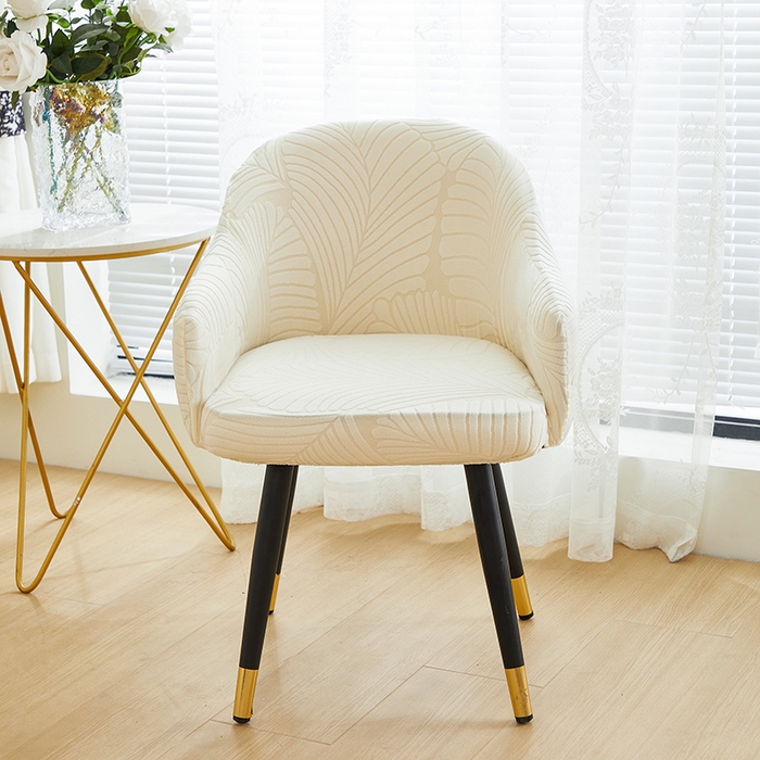 丝绮鹿 2025新款雕花绒大叶子高扶手椅子套 米白