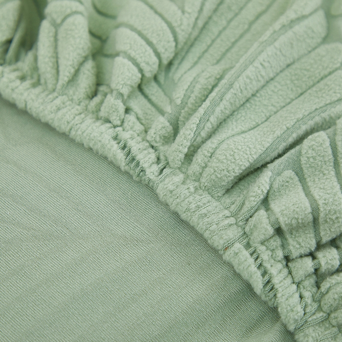 91家纺网 家纺一手货源 找家纺 丝绮鹿 2025新款雕花绒大叶子方块沙发套 薄荷绿