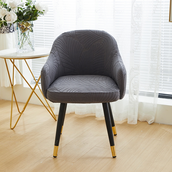 丝绮鹿 2025新款雕花绒大叶子高扶手椅子套 深灰