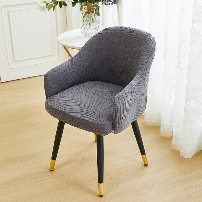 91家纺网 家纺一手货源 找家纺 丝绮鹿 2025新款雕花绒大叶子高扶手椅子套 深灰