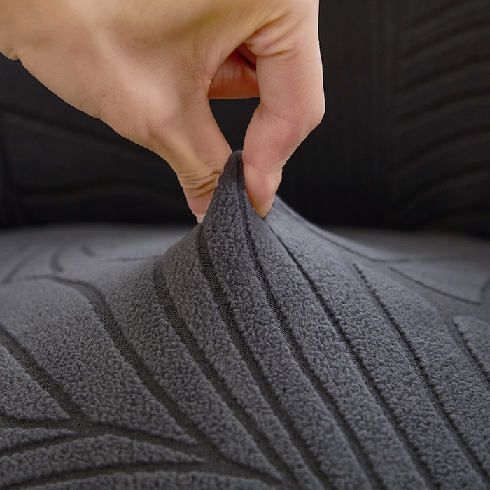 91家纺网 家纺一手货源 找家纺 丝绮鹿 2025新款雕花绒大叶子高扶手椅子套 深灰