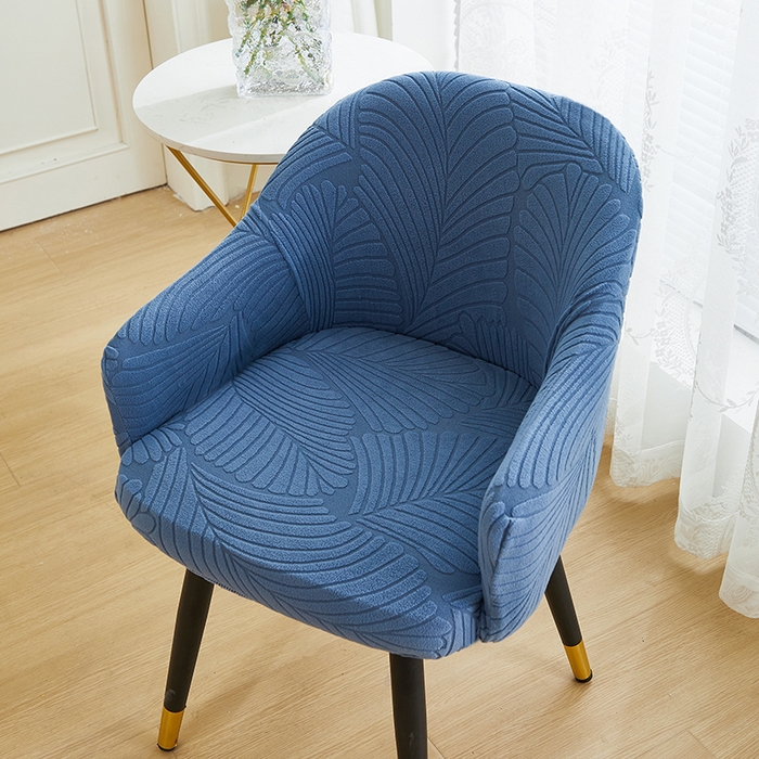 91家纺网 家纺一手货源 找家纺 丝绮鹿 2025新款雕花绒大叶子高扶手椅子套 水蓝