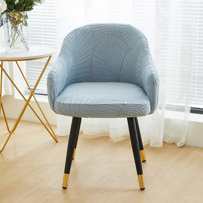 丝绮鹿 2025新款雕花绒大叶子高扶手椅子套 雾霾蓝