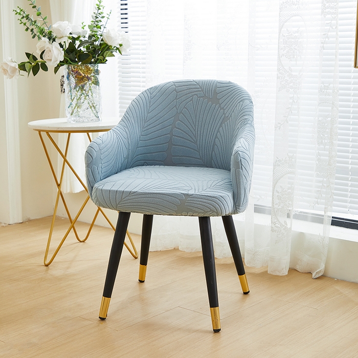 91家纺网 家纺一手货源 找家纺 丝绮鹿 2025新款雕花绒大叶子高扶手椅子套 雾霾蓝