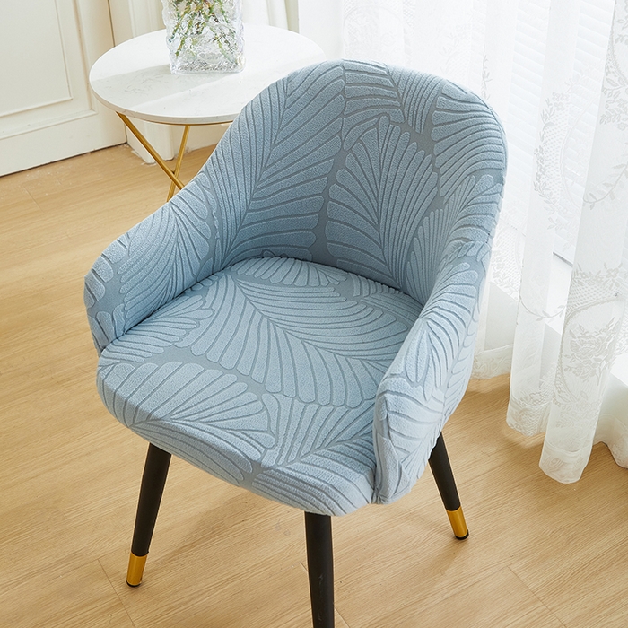 91家纺网 家纺一手货源 找家纺 丝绮鹿 2025新款雕花绒大叶子高扶手椅子套 雾霾蓝
