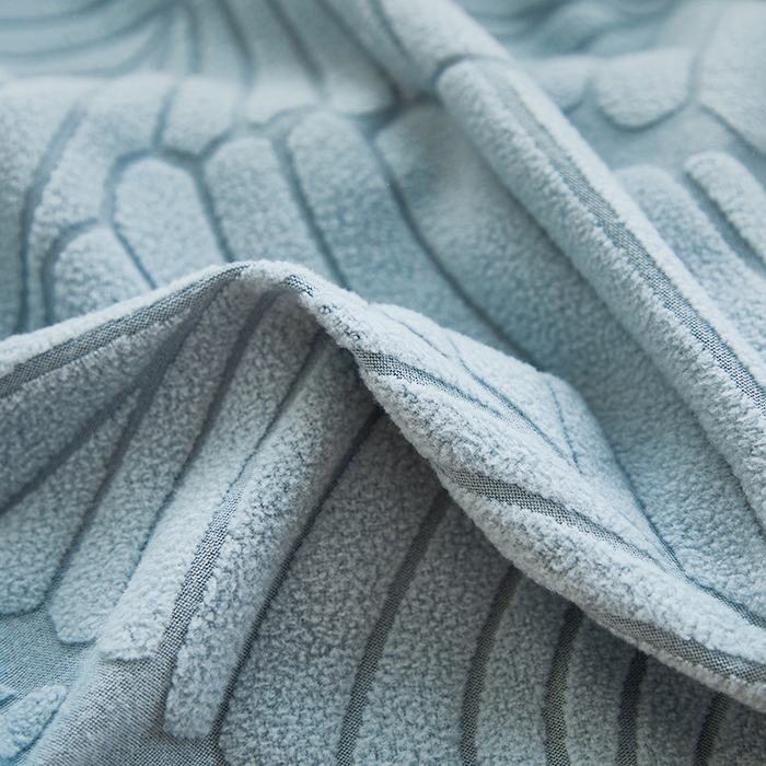 91家纺网 家纺一手货源 找家纺 丝绮鹿 2025新款雕花绒大叶子高扶手椅子套 雾霾蓝