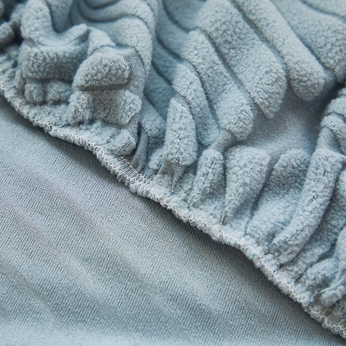 91家纺网 家纺一手货源 找家纺 丝绮鹿 2025新款雕花绒大叶子高扶手椅子套 雾霾蓝