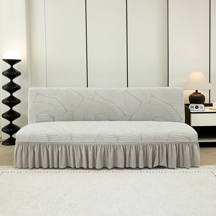 丝绮鹿 2025新款雕花绒大叶子沙发床裙边款 浅灰