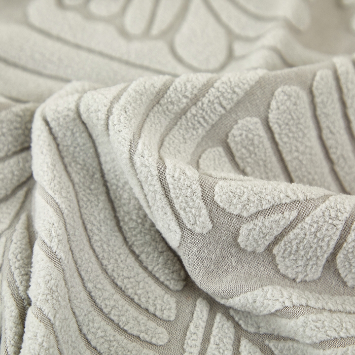 91家纺网 家纺一手货源 找家纺 丝绮鹿 2025新款雕花绒大叶子办公椅子套拉链款 浅灰