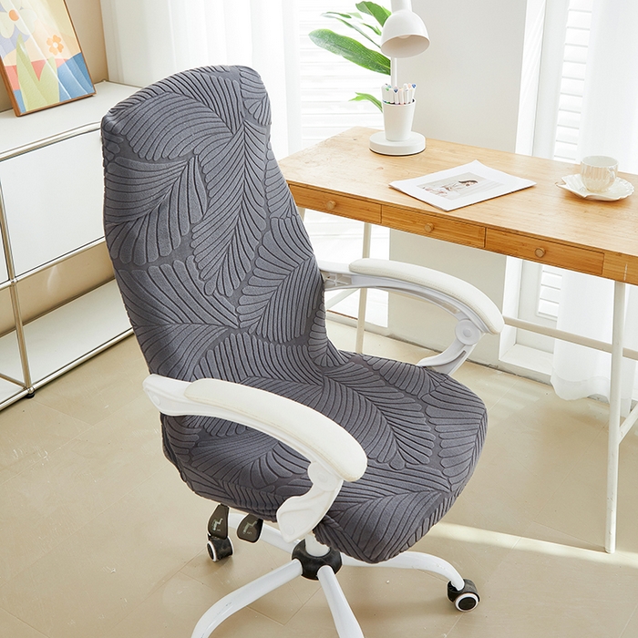 丝绮鹿 2025新款雕花绒大叶子办公椅子套拉链款 深灰
