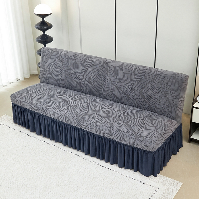 91家纺网 家纺一手货源 找家纺 丝绮鹿 2025新款雕花绒大叶子沙发床裙边款 深灰