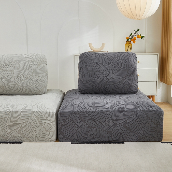 91家纺网 家纺一手货源 找家纺 丝绮鹿 2025新款雕花绒大叶子方块沙发套 深灰