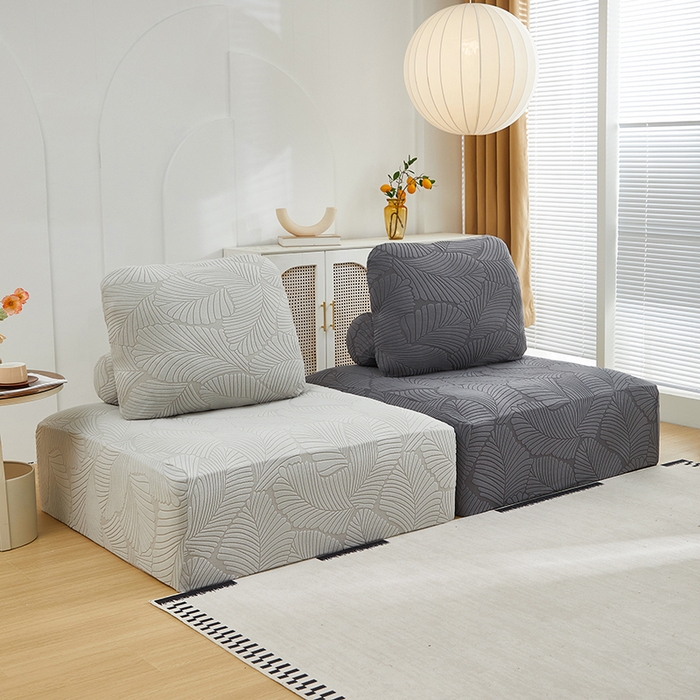 91家纺网 家纺一手货源 找家纺 丝绮鹿 2025新款雕花绒大叶子方块沙发套 深灰