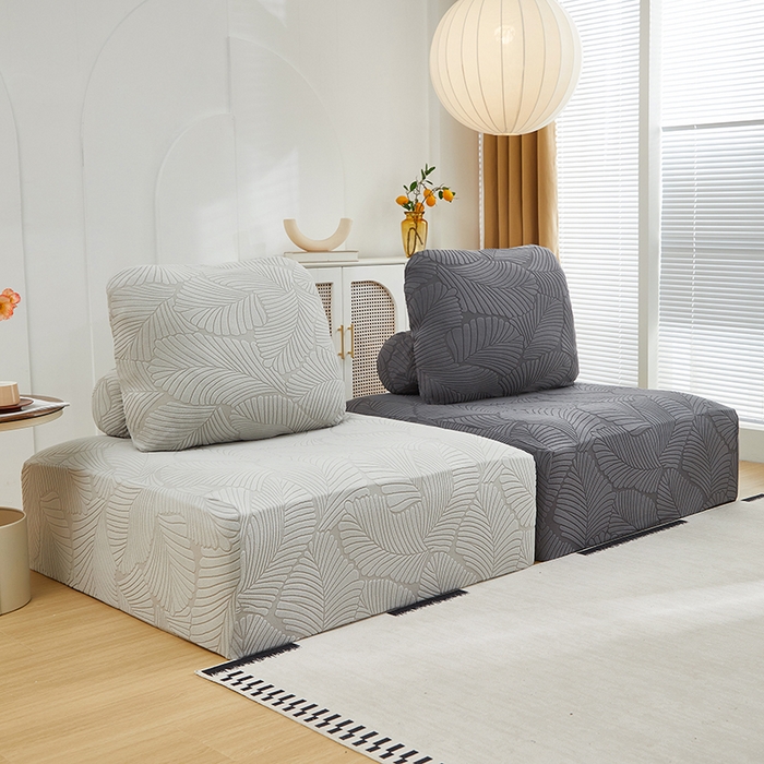 91家纺网 家纺一手货源 找家纺 丝绮鹿 2025新款雕花绒大叶子方块沙发套 深灰