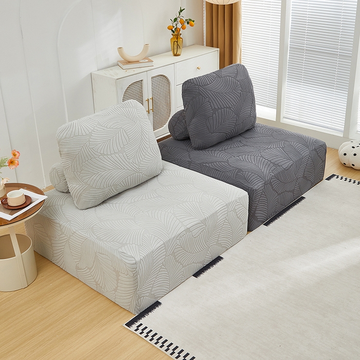 91家纺网 家纺一手货源 找家纺 丝绮鹿 2025新款雕花绒大叶子方块沙发套 深灰