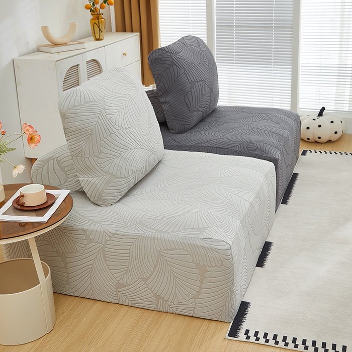 91家纺网 家纺一手货源 找家纺 丝绮鹿 2025新款雕花绒大叶子方块沙发套 深灰