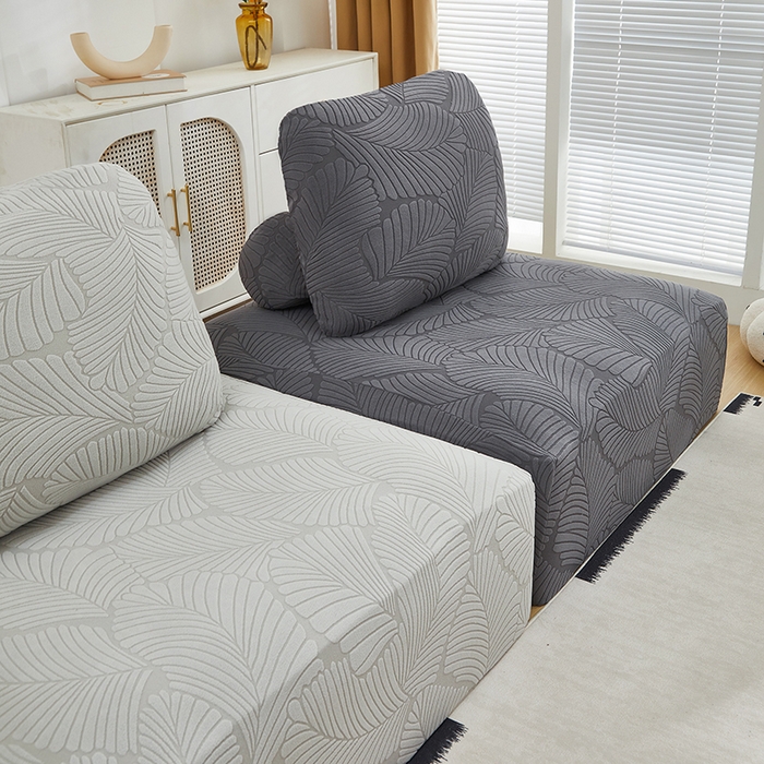 91家纺网 家纺一手货源 找家纺 丝绮鹿 2025新款雕花绒大叶子方块沙发套 深灰