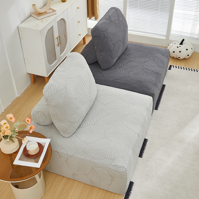 91家纺网 家纺一手货源 找家纺 丝绮鹿 2025新款雕花绒大叶子方块沙发套 深灰