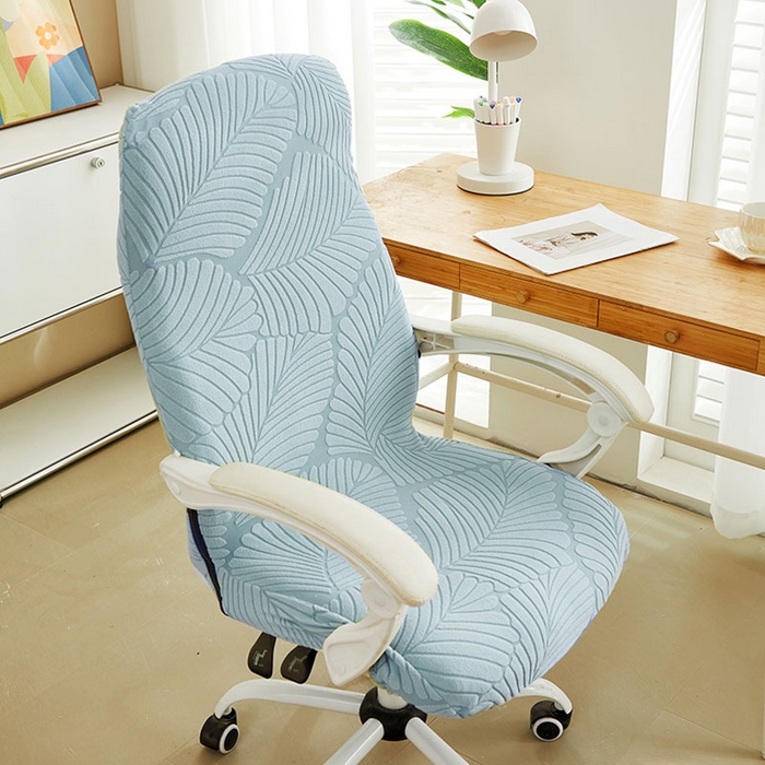 丝绮鹿 2025新款雕花绒大叶子办公椅子套拉链款 雾霾蓝