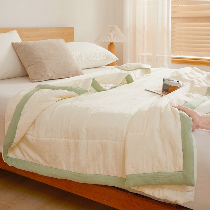 91家纺网 家纺一手货源 找家纺 咏绒家纺工厂店 2025新款7A抗菌原棉大豆夏被夏凉被空调被 奶油白