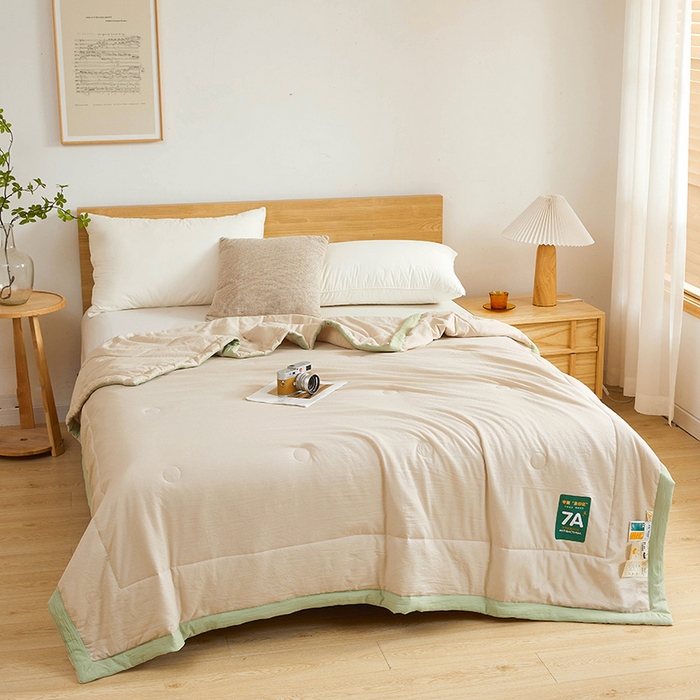 91家纺网 家纺一手货源 找家纺 咏绒家纺工厂店 2025新款7A抗菌原棉大豆夏被夏凉被空调被 高级咖