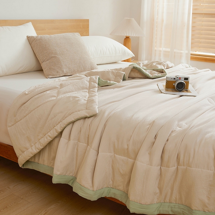 91家纺网 家纺一手货源 找家纺 咏绒家纺工厂店 2025新款7A抗菌原棉大豆夏被夏凉被空调被 高级咖