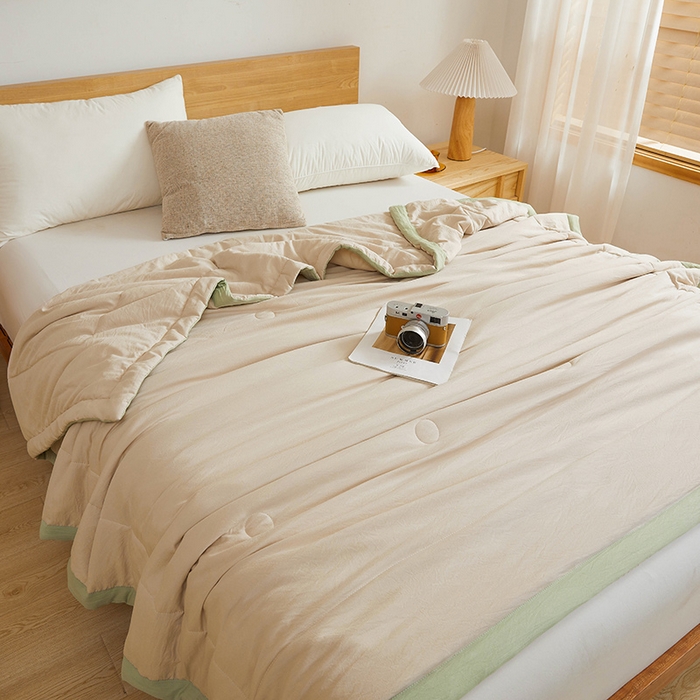 91家纺网 家纺一手货源 找家纺 咏绒家纺工厂店 2025新款7A抗菌原棉大豆夏被夏凉被空调被 高级咖