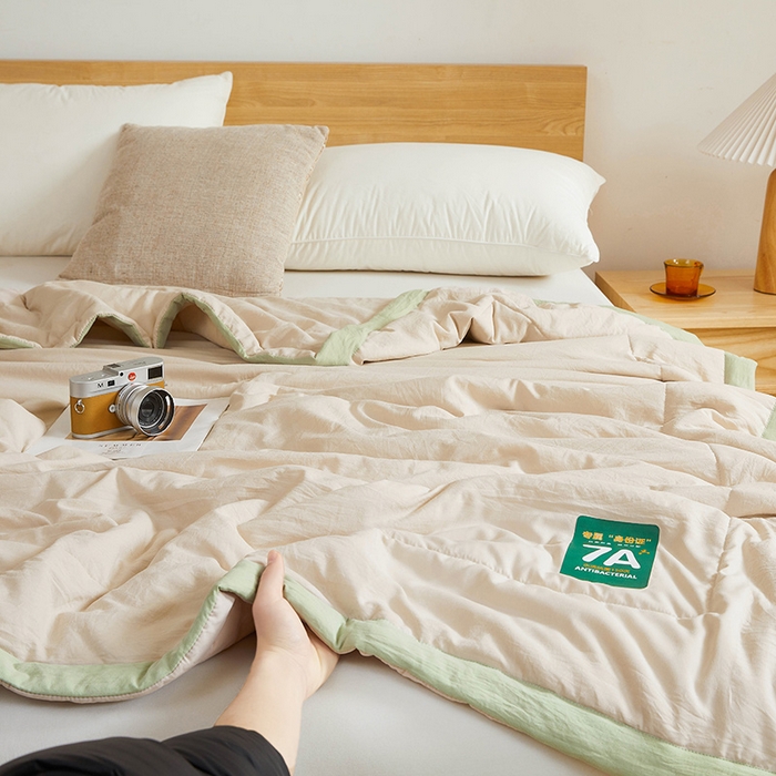 91家纺网 家纺一手货源 找家纺 咏绒家纺工厂店 2025新款7A抗菌原棉大豆夏被夏凉被空调被 高级咖