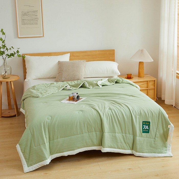 91家纺网 家纺一手货源 找家纺 咏绒家纺工厂店 2025新款7A抗菌原棉大豆夏被夏凉被空调被 抹茶绿