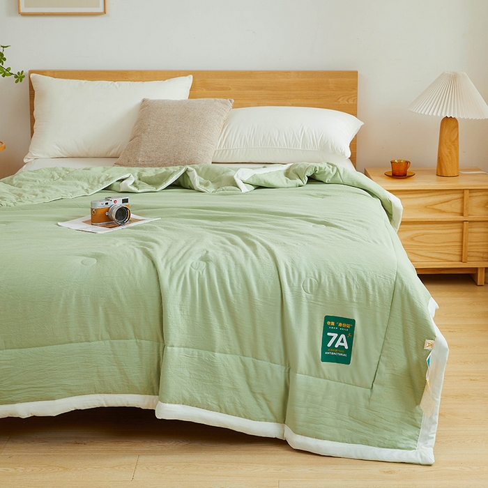 91家纺网 家纺一手货源 找家纺 咏绒家纺工厂店 2025新款7A抗菌原棉大豆夏被夏凉被空调被 抹茶绿